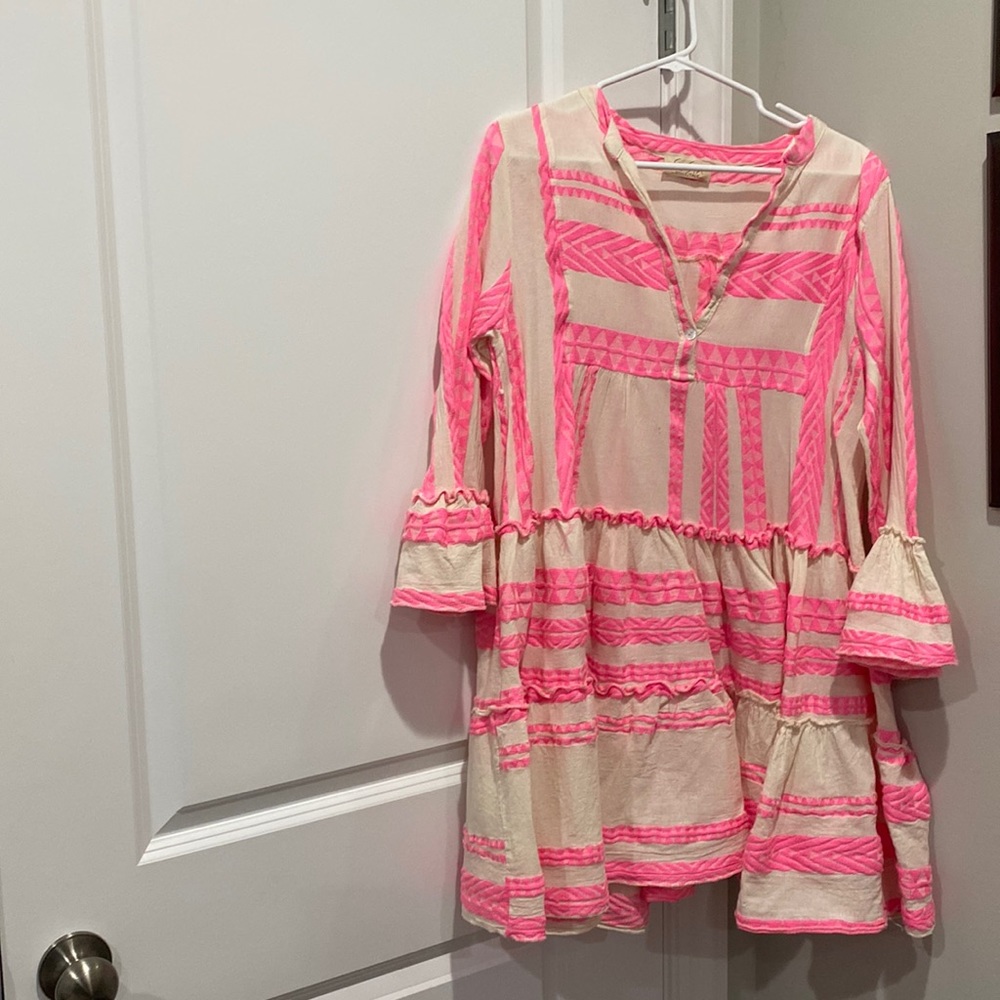 Pink and Cream Long Sleeve Dress
